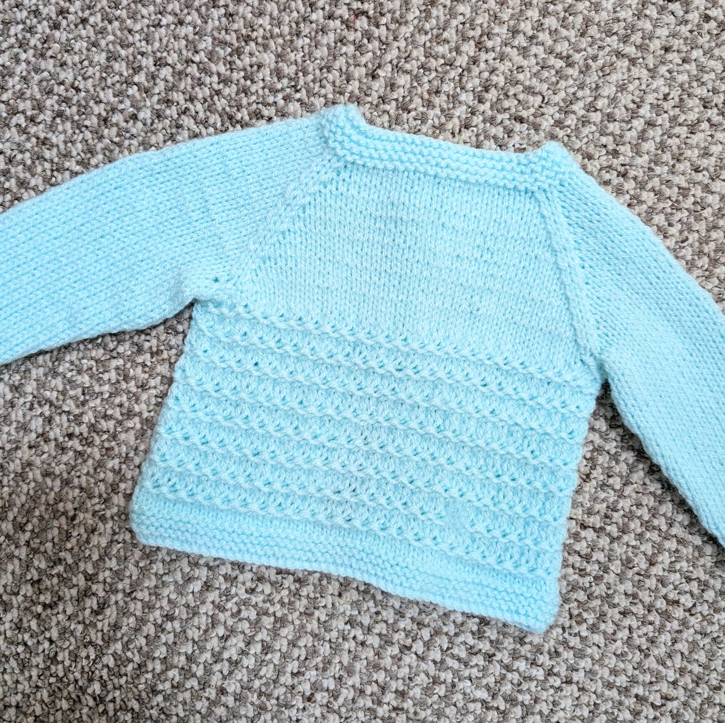 Turquoise Handknit Cardigan 3-6 Months - Personalised