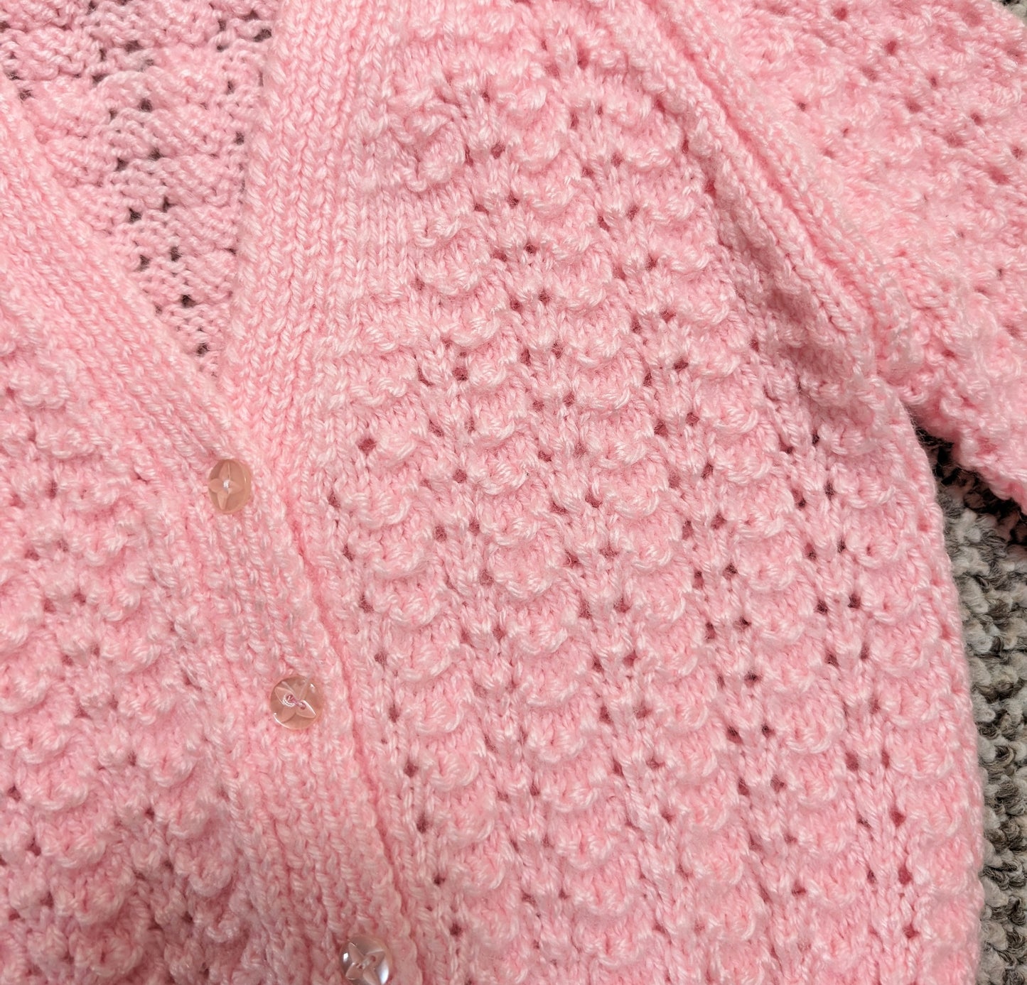 Pink Cardigan Handknit 12-18 Months - Personalised