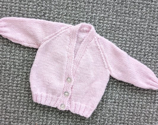 Sparkly Pink Handknit Cardigan 0-3 Months - Personalised