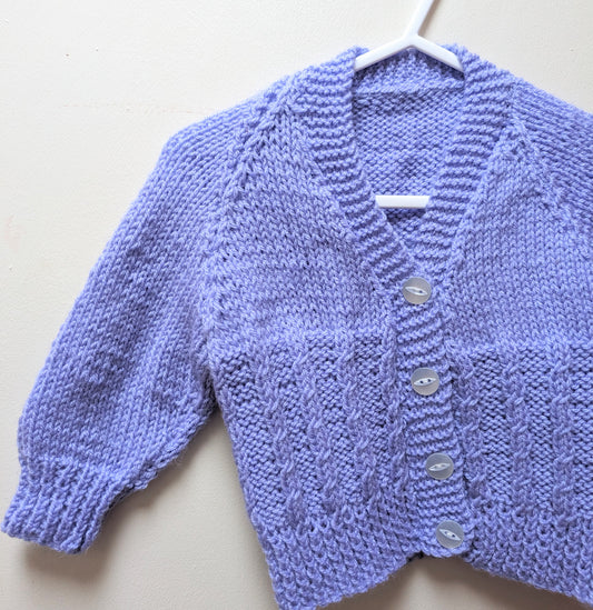Purple Handknit Cardigan 12-18 Months - Personalised
