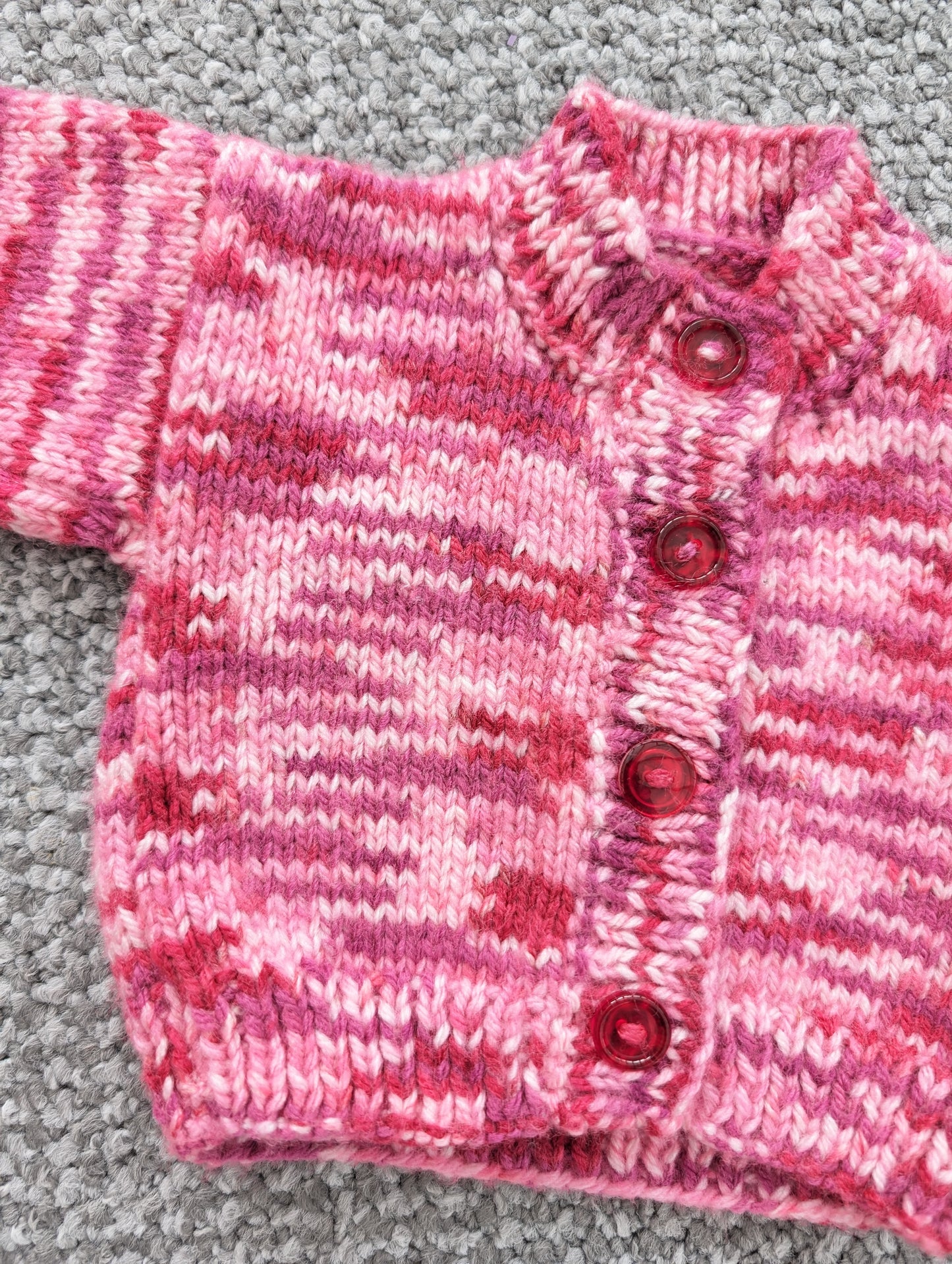 Pink Striped Handknit 0-3 Months - Personalised